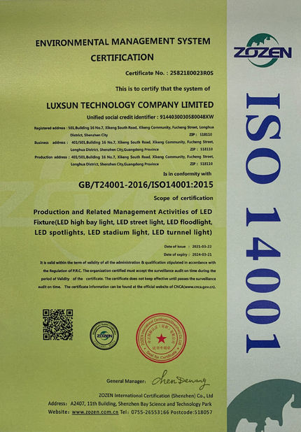 Κίνα Luxsun lighting Co.,Ltd Πιστοποιήσεις